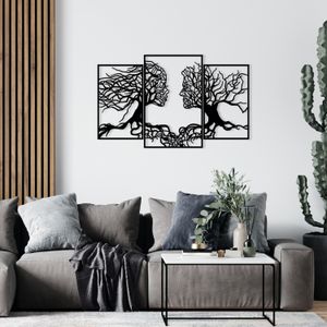Dekorativni Metalni Zidni Ukras 'Love Tree' u Crnoj Boji