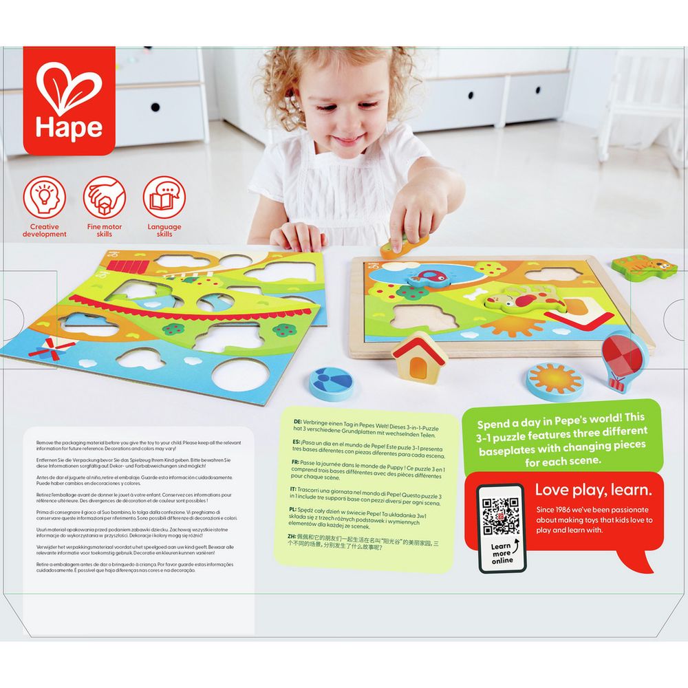 Hape Drvena dvostrana slagalica Sunny Valley Puzzle slika 7