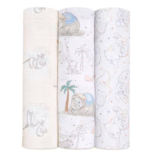 aden+anais® komplet 3 pelene za povijanje 120x120 disney my darling dumbo slika 1