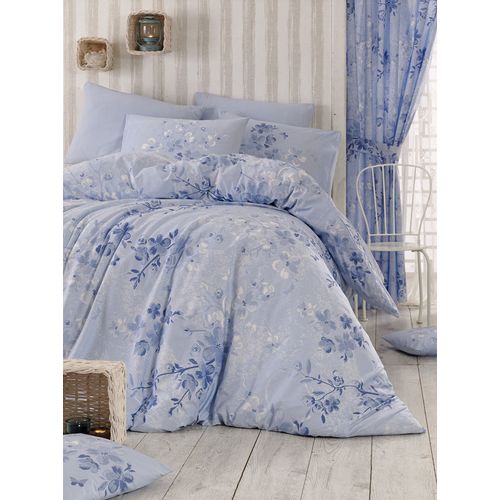 L'essential Maison Elena - Plavo Belo Tamnoplavi Ranforce Dupli Set Pokrivača za Jorgan slika 1