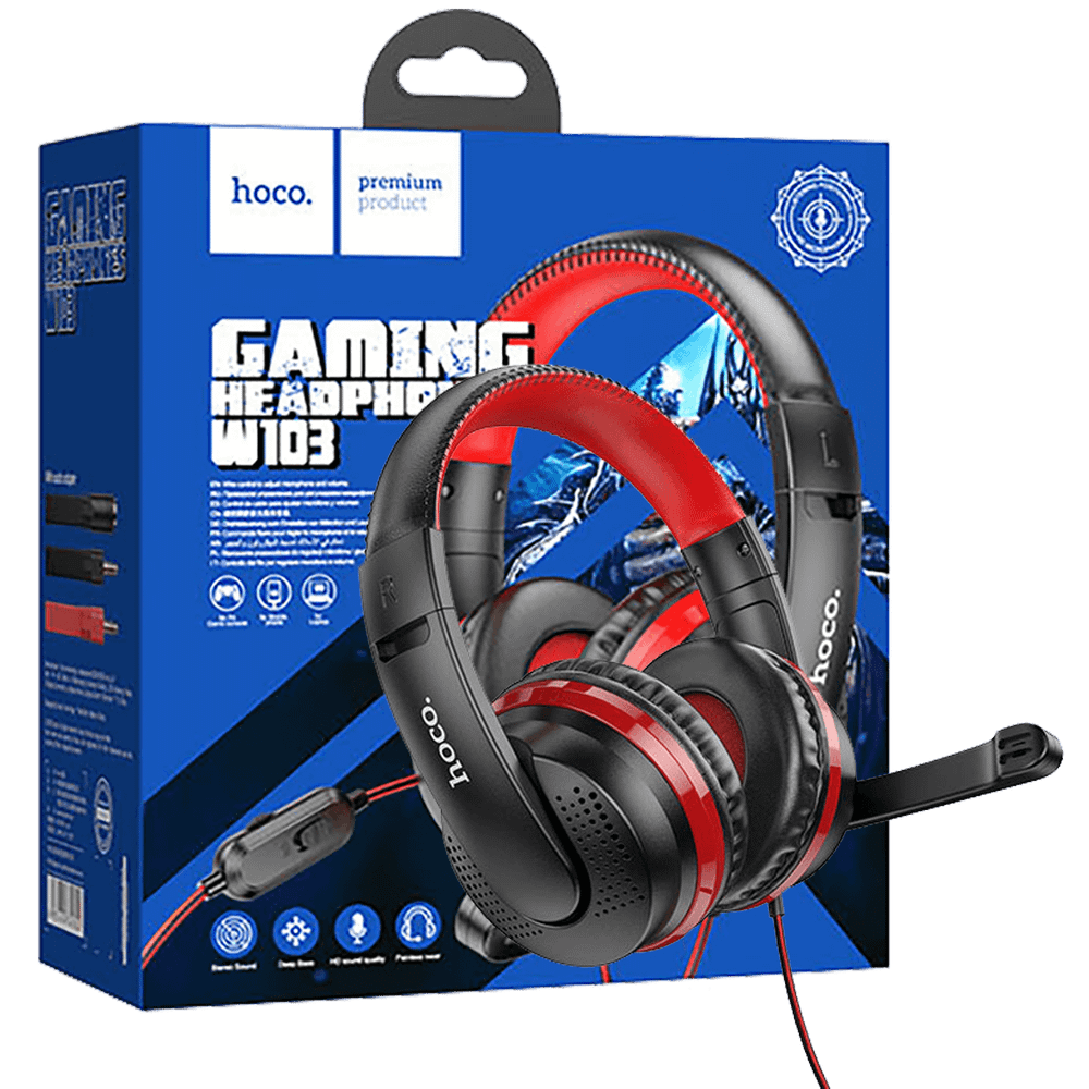 hoco. Slušalice sa mikrofonom, gaming, 3.5 mm / USB, crvena - W103 Magic tour slika 1