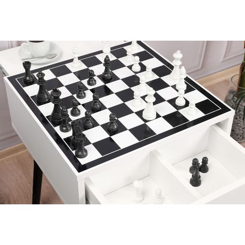Woody Fashion Šahovski stol, Bijela boja Crno, Chesso - Black, White slika 5