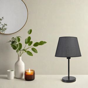 Ala Siyah Pramit Hasır Abajurlu Masa Lampa
