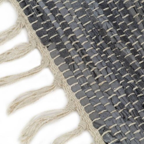 Ručno tkani tepih Chindi od kože 160 x 230 cm sivi slika 17