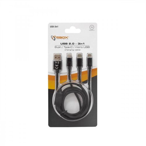 Kabel SBOX USB 2.0 -> 8-pin/Type-C/micro USB kabel za punjenje 2.4A 1M slika 5