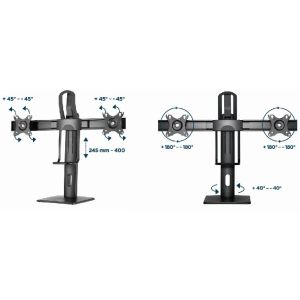 MS-D2-01 Gembird Podesivi stoni drzac za dva monitor, tilt, 17-27 max.2x6kg