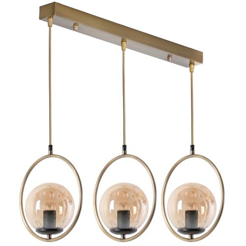 Ring 3 Lü Sıralı Bal Camlı Eskitme Sarkıt Copper Chandelier slika 2