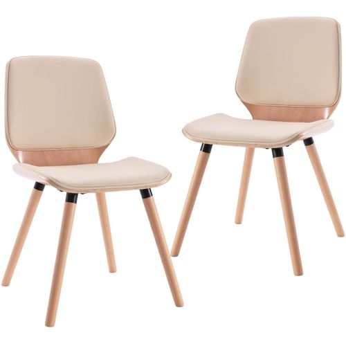 Blagovaonske stolice od umjetne kože 2 kom krem slika 38