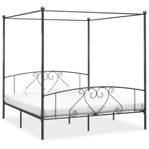 Okvir za krevet s nadstrešnicom sivi metalni 180 x 200 cm slika 1