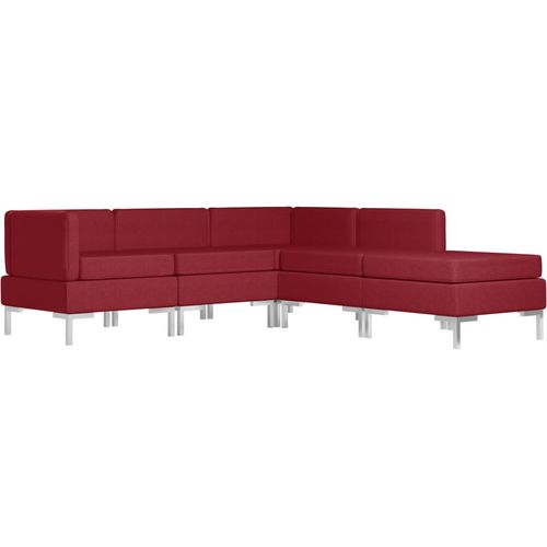 5-dijelni set sofa od tkanine crvena boja vina slika 2
