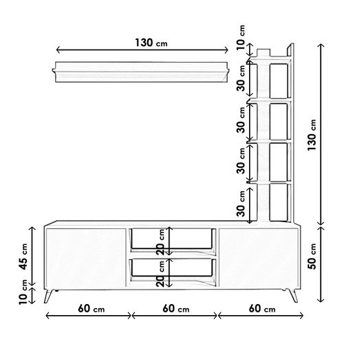 TV Komoda Meneviş L3010 u Beloj Boji slika 5