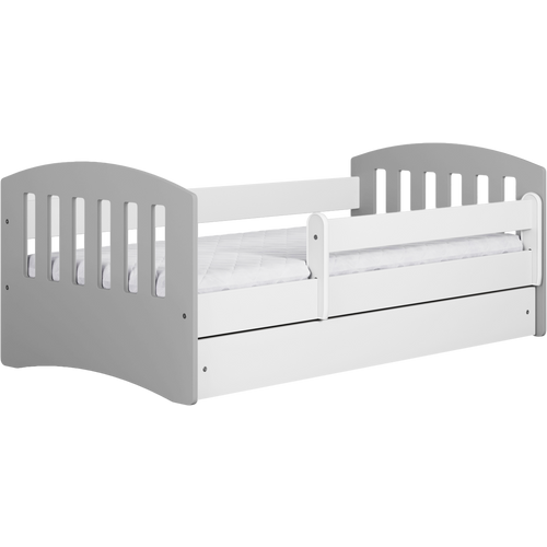 Drveni dečiji krevet Classic sa fiokom - 180x80 cm - sivi slika 2