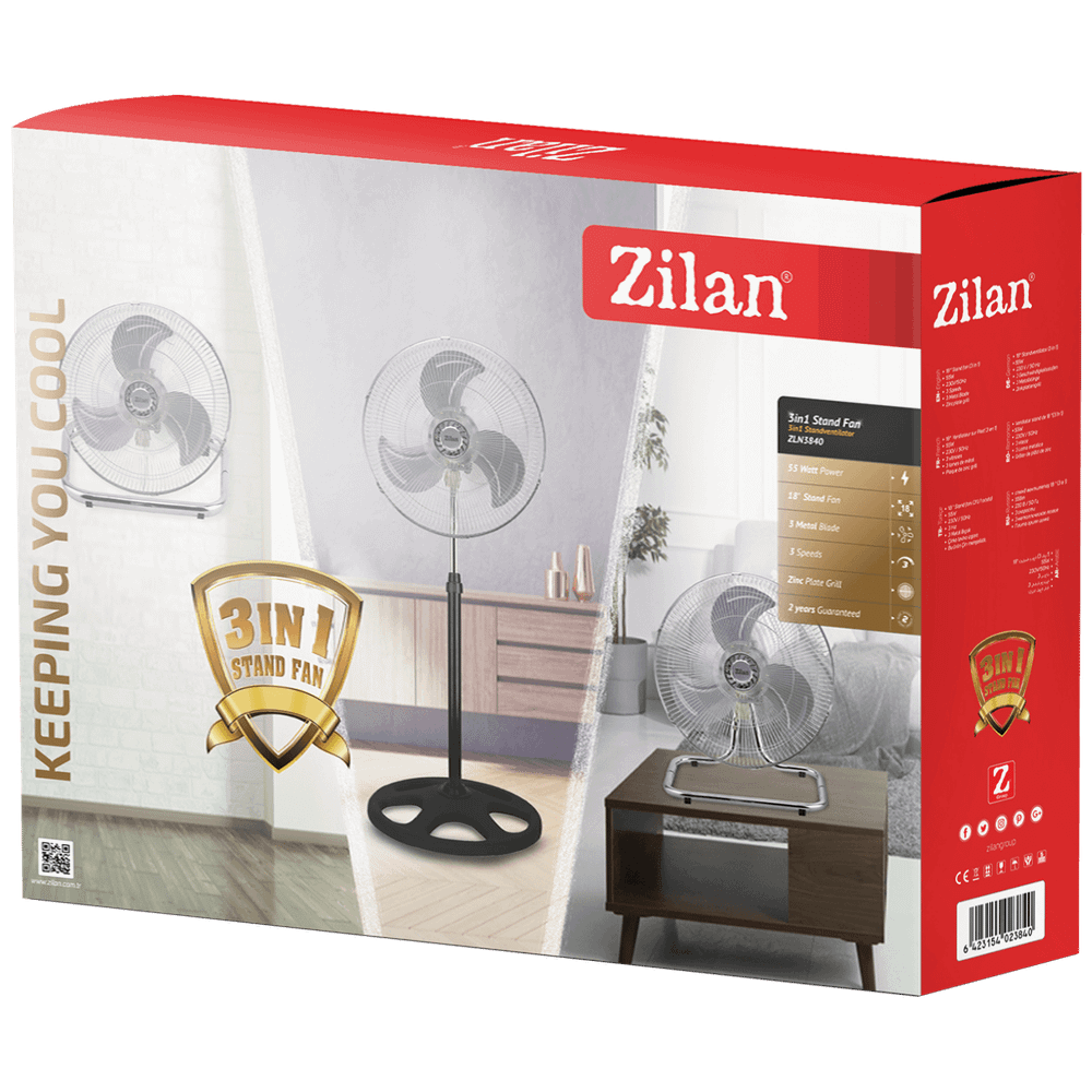 Zilan Ventilator 3u1  ZLN3840, stalak / stolni / podni slika 2