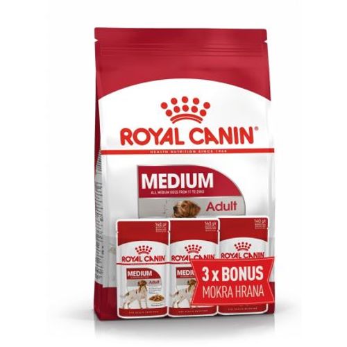 ROYAL CANIN SHN Medium Adult, potpuna hrana za odrasle pse srednje velikih pasmina starosti od 1-7 godina, 4 kg + BONUS 3 vrećice x 140 g slika 1