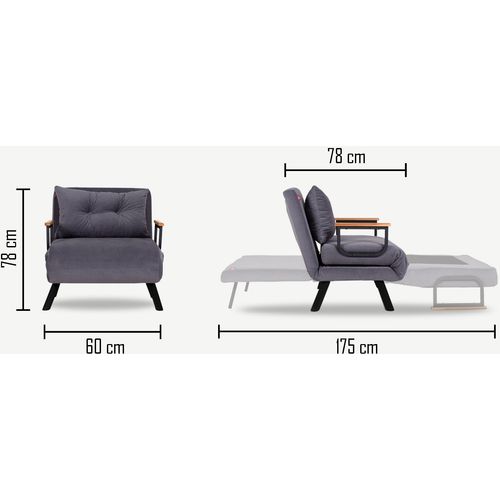 Atelier Del Sofa Fotelja na razvlačenje SANDO sivi, Sando Single - Grey slika 7