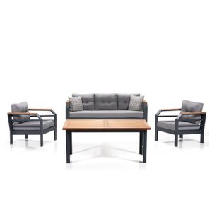 Assento 3+1+1+M - Sivi, Crni Sjedalački Set za Vrt