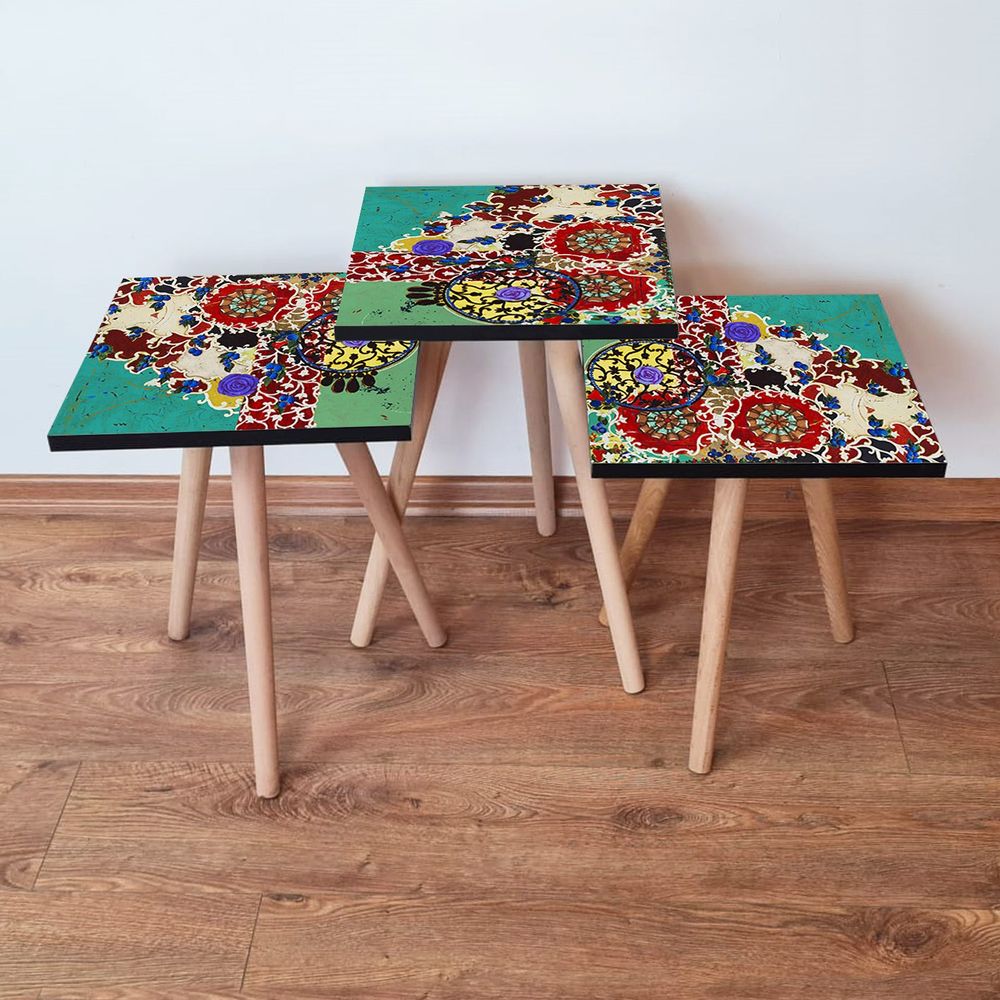 Nesting Table Set (3 komada) - Višenamjenski Stalak u Višebojnoj slika 1