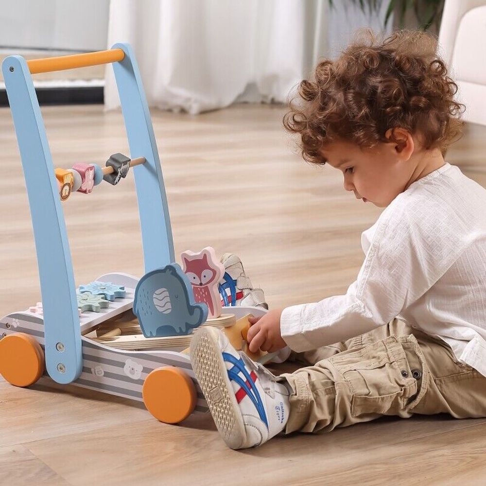 Viga PolarB Drvena guralica Animal Friends Baby Walker slika 3