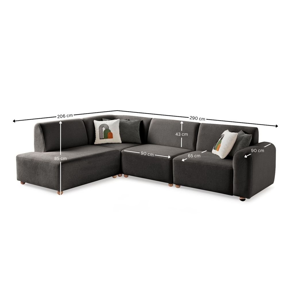 Ugaona Sofa S-Loft Lijeva - boja: antracit slika 13