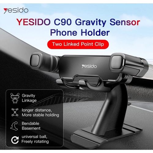Yesido - Auto držač (C90) s Gravity Gripom za instrument ploču - crni slika 2
