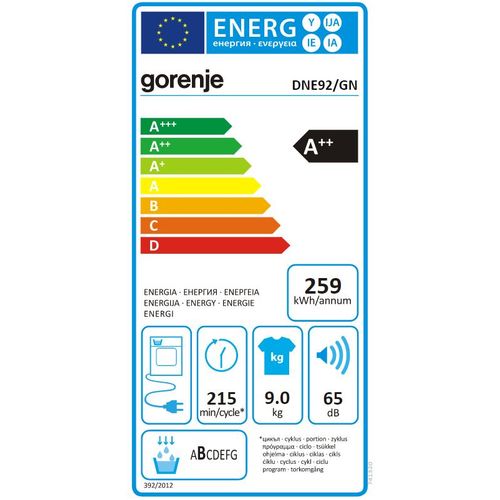 Gorenje sušilica rublja DNE92/GN slika 7