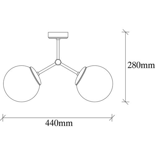 Opviq Vislica DAMAR crno- bijela, metal- staklo, 44 x 15 cm, visina 28 cm, promjer kugle 15 cm, 2 x E27 40 W, Damar - 6331 slika 5