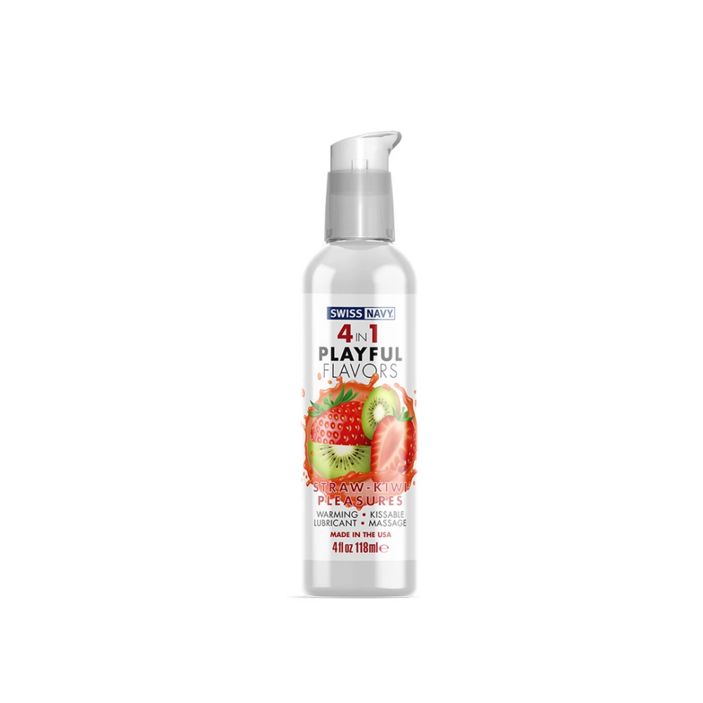 Swiss Navy 4 u 1 lubrikant s okusom jagoda kivi Pleasures - 4 fl oz / 118 ml slika 1