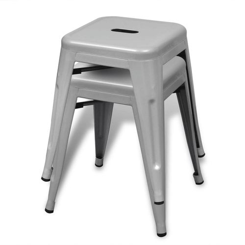 Složivi stolci 2 kom sivi metalni slika 22