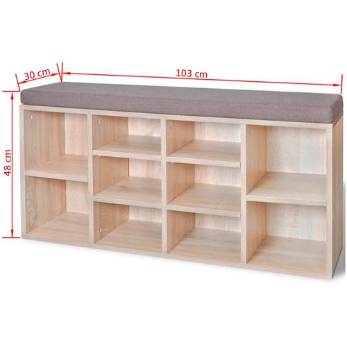 242555 Shoe Storage Bench 10 Compartments Oak Colour slika 30