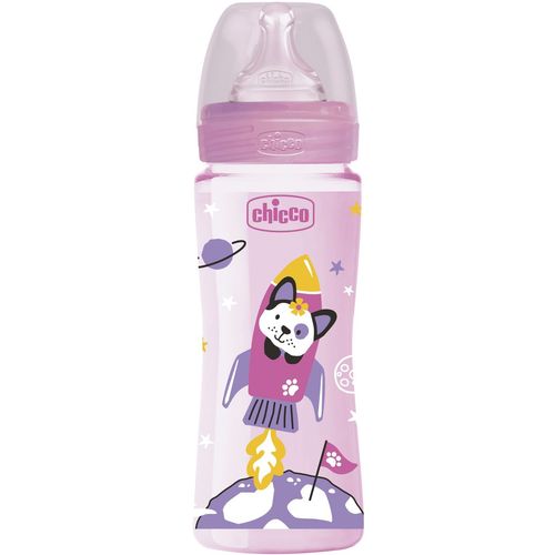 Chicco WB plastična flašica 330ml, silikon, roze slika 1