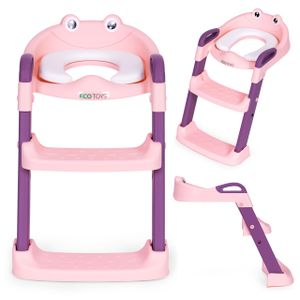 WC daska za djecu sa stepenicama i ljestvama, roza, ECOTOYS