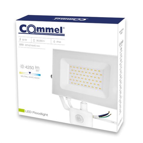 COMMEL LED Reflektor Senzor 50W 4000K, 4250lm 30kh, Beli slika 2