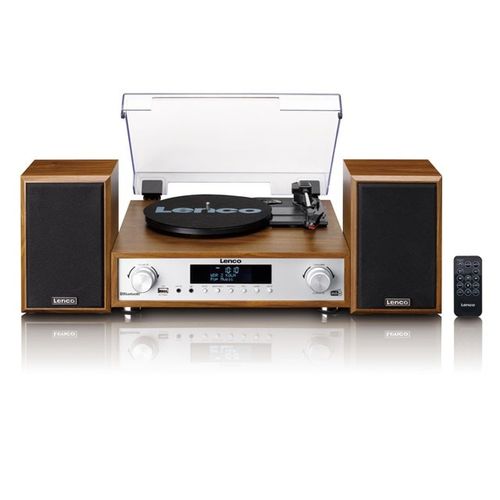 Gramofon LENCO MC-160WD, sa HiFi Stereo sustavom 2x10W, DAB, DAB+, FM radio, Bluetooth 5.0, RCA izlaz, AUX ulaz, USB-A PC kodiranje, 33,45 i 75 RPM, daljinski upravljač slika 1