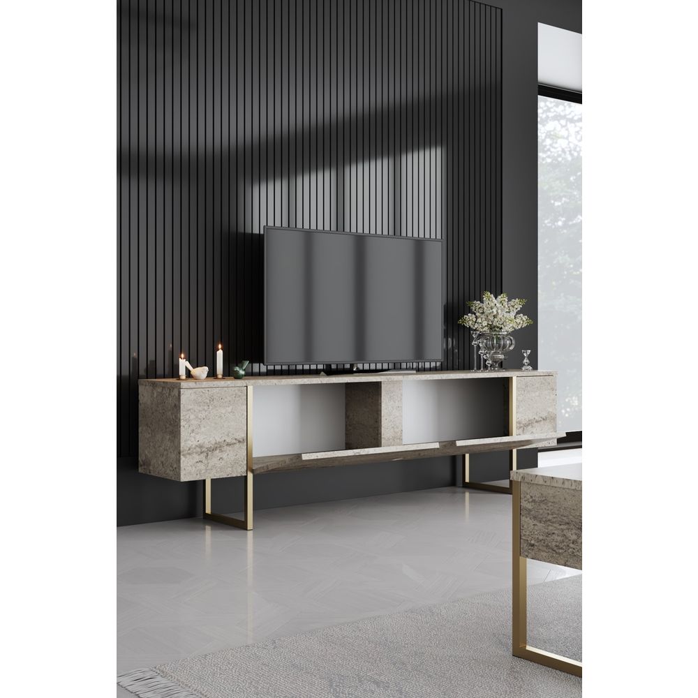 Luxe Set - Travertin, Zlatni Travertin Komplet Namještaja za Dnevni Boravak slika 3