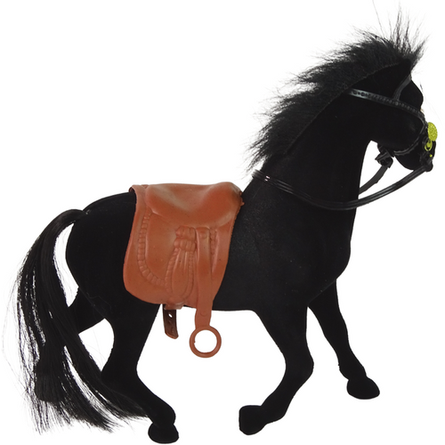 Figurica crni baršunasti konjić sa smeđim sedlom slika 2