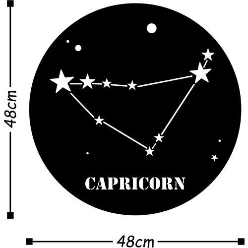 Wallity Metalna zidna dekoracija, Caprıcorn Horoscope - Black slika 3