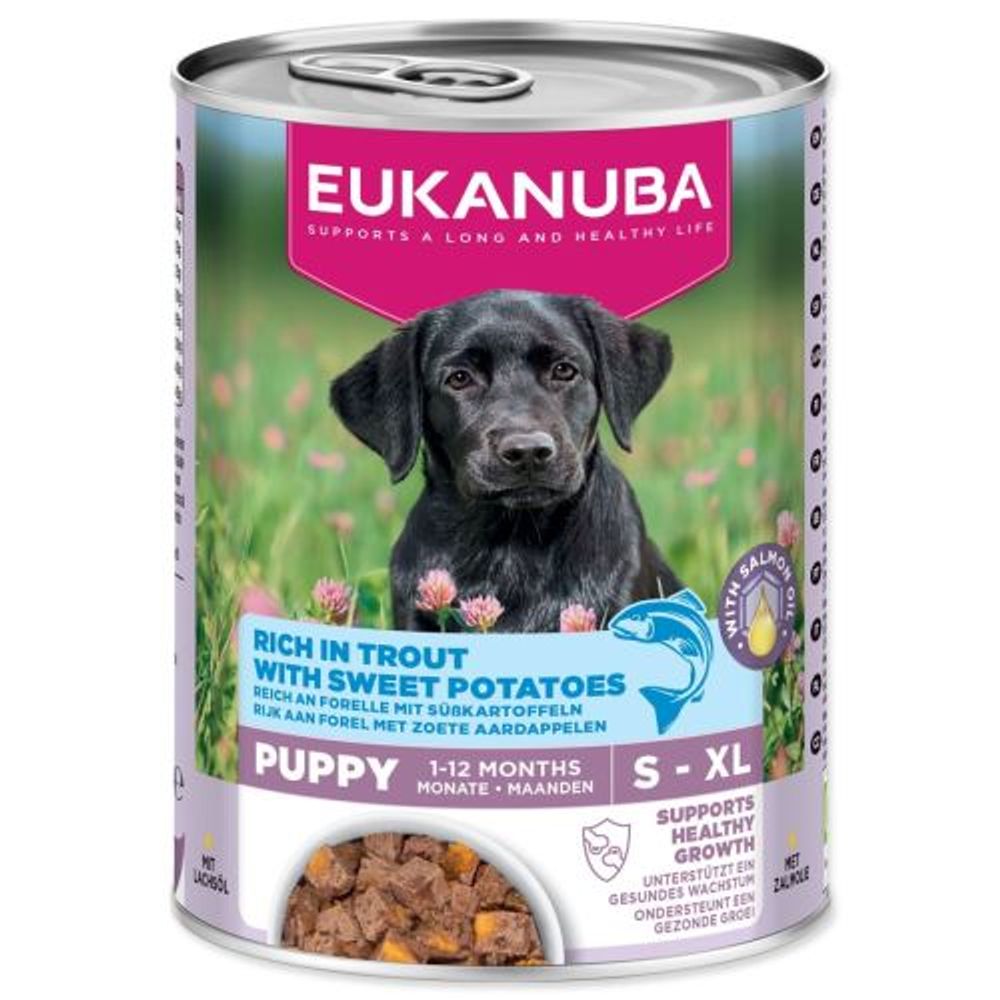 EUKANUBA Puppy konzerva bogata pastrvom i batatom 400g slika 1