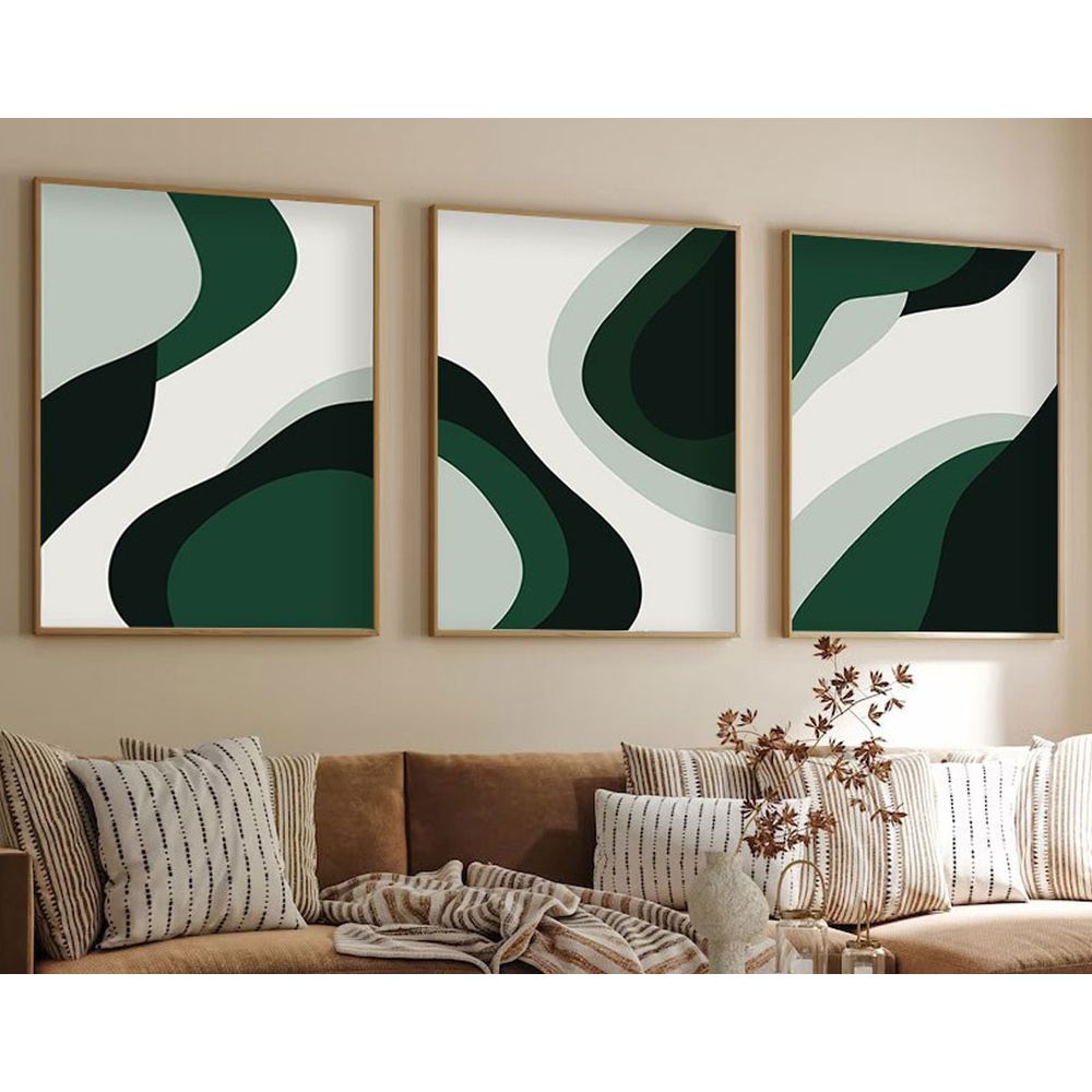 Huhu204 - Dekorativno Slikarstvo u Okviru od MDF-a 50 x 70 Multicolor (Set od 3 Komada) slika 1