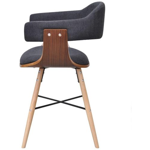 Blagovaonske stolice od zaobljenog drva i tkanine 4 kom tamnosive slika 4