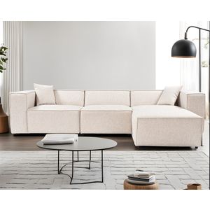 Lora (L1-O1-1R-POUFFE) - Svijetlosmeđa Ugaona Sofa