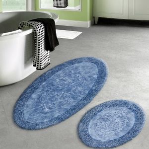 Y-ZİGZAG-80X465VV000015 Blue Bathmat Set (2 Pieces)