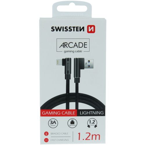 SWISSTEN kabel Arcade USB/Lightning, 3A, 1.2m, L-konektor, crni slika 2