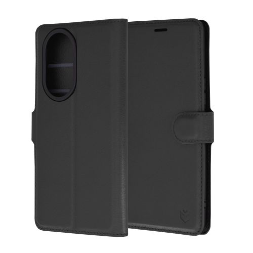 Techsuit Leather Folio preklopna maska za Honor 200 Pro – crna slika 1