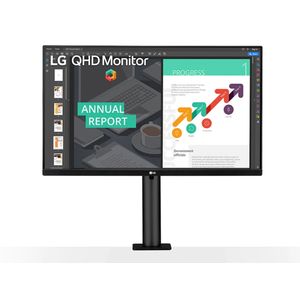 Monitor LG ERGO 27QN880P-B 27" IPS 2560x1440 75Hz 5ms GtG HDMIx2 DP USB Freesync VESA pivot visina