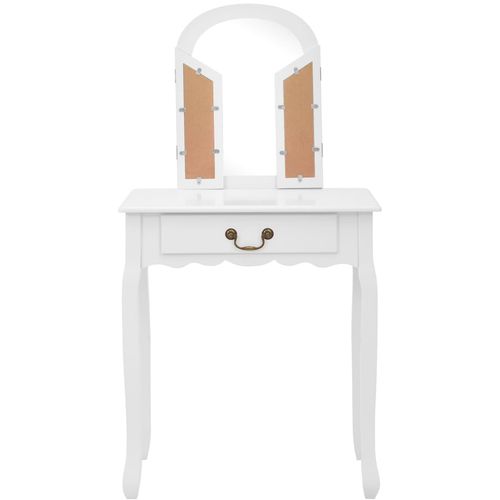 Toaletni stolić sa stolcem bijeli 65x36x128 cm paulovnija i MDF slika 4