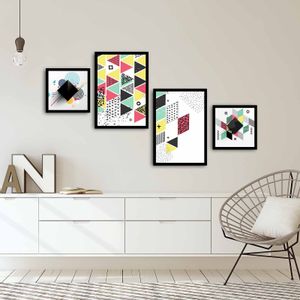 4PSCT-02 Multicolor Decorative Framed MDF Painting (4 Pieces)