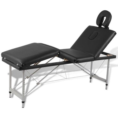 Sklopivi masažni stol s aluminijskim okvirom, 4 zone, crni slika 5