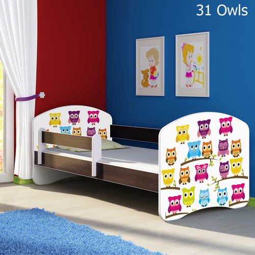 Dječji krevet ACMA s motivom, bočna wenge 160x80 cm 31-owls slika 1