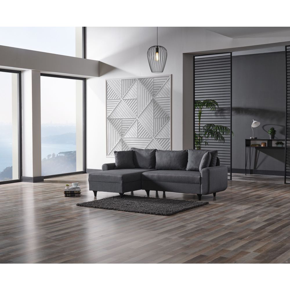 Krevetna sofa u kutu Flavia – siva slika 1
