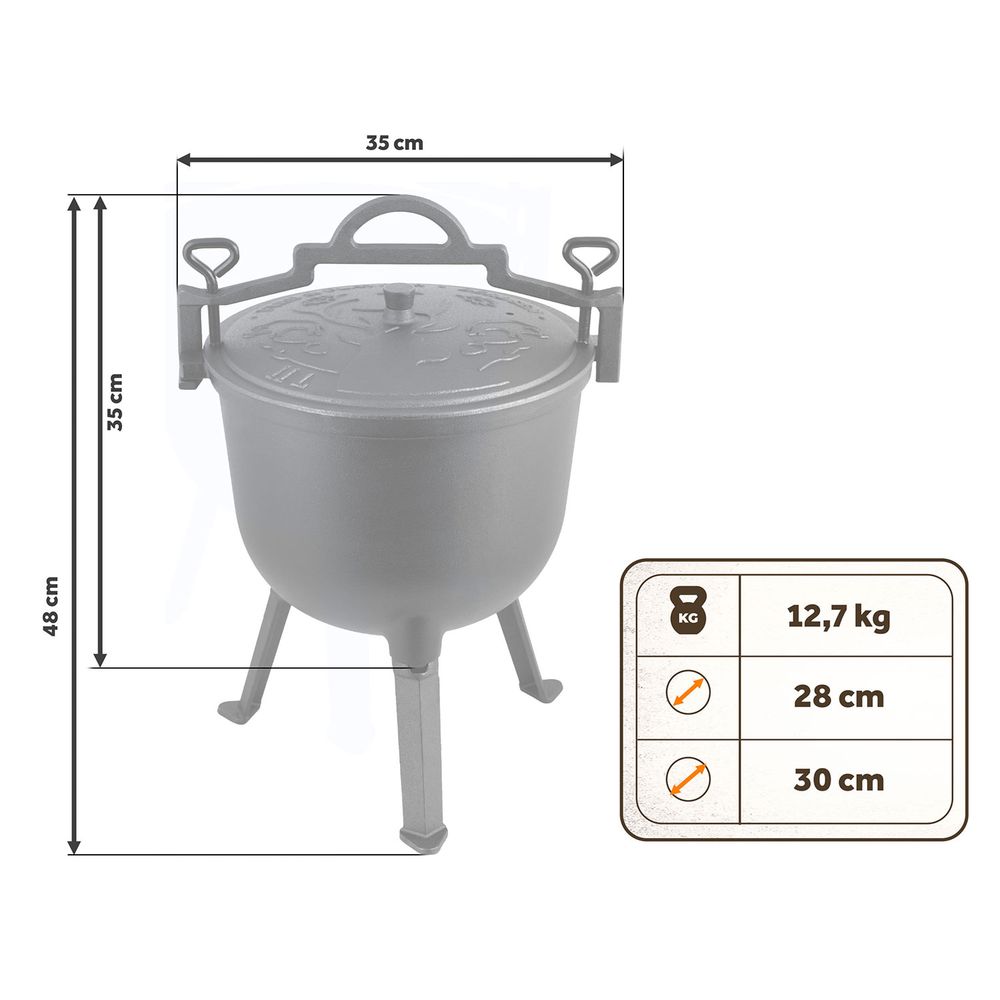 Kotao od lijevanog željeza 11l za pečenje na lovačkoj vatri BD-482 348210 slika 5